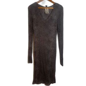 BCBGMaxazria Bodycon Print Dress Soft Stretchy Slinky Size Medium Long Sleeve